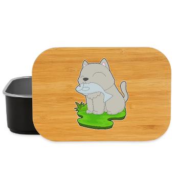 Katze Angler Fisch Angeln - Lunch Box - Schwarz - Vorne
