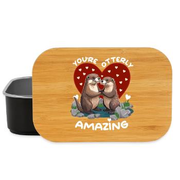 Otter Love You're Otterly Amazing – Valentine's Day - Lunch Box - black - Front
