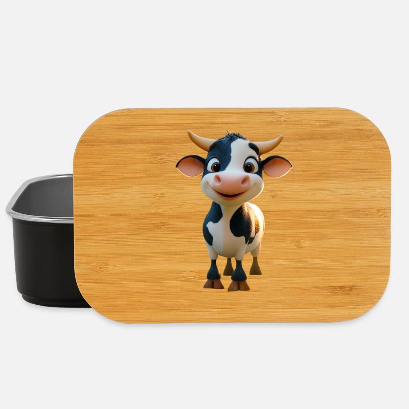 vache fermier boeuf lait veau végétalien vache vache de ferme vaches - Boîte à goûter - noir