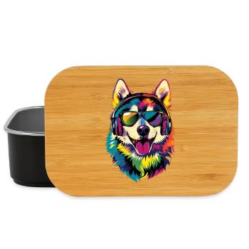 Husky Dogs Lover Dog Love Siberian Huskies - Lunch Box - black - Front