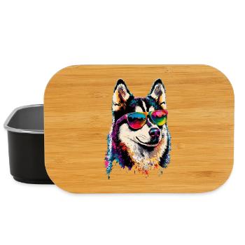Husky Dogs Lover Dog Love Siberian Huskies - Lunch Box - black - Front