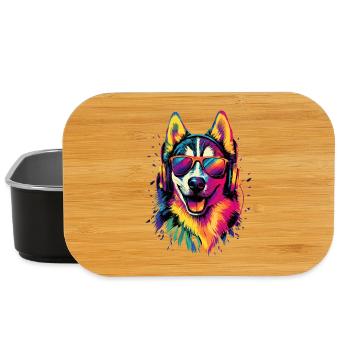 Husky Dogs Lover Dog Love Siberian Huskies - Lunch Box - black - Front