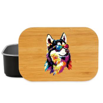 Husky Dogs Lover Dog Love Siberian Huskies - Lunch Box - black - Front