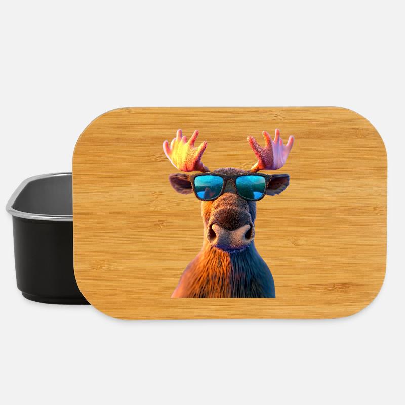 Elch Moose Elchbulle Geweih Hirsch Wilde Elche - Lunch Box - Schwarz