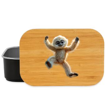 Gibbon Affe Weißhandgibbon Monkey Süße Lar Gibbons - Lunch Box - Schwarz - Vorne