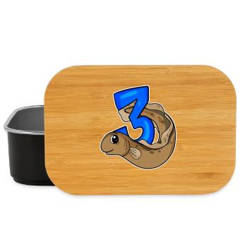 Drei 3 - Nummer 3 - Zahl 3 Geburtstag Fisch - Lunch Box - Schwarz - Vorne