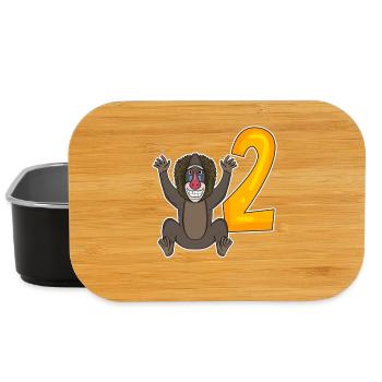 2 Anniversaire Motif Singe - Deux ans - Boîte à goûter - noir - Devant