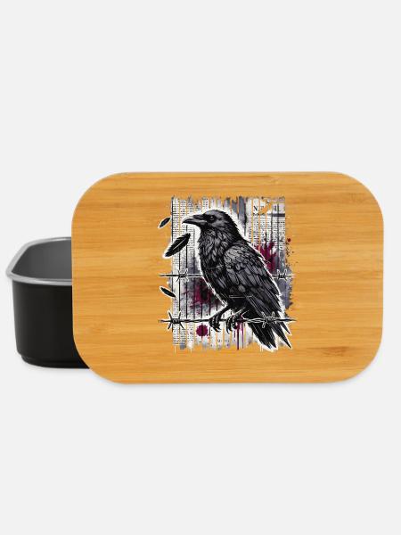 Corbeau sur fil de fer barbelé - Gothic Dark Art - Boîte à goûter - noir