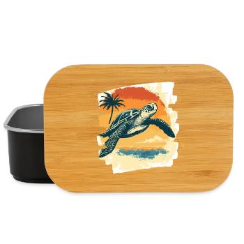 Sea Turtle Retro - Lunch Box - black - Front