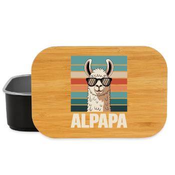 Papa Alpaga Papa Drôle Lama Cadeau de Fête des Pères - Boîte à goûter - noir - Devant