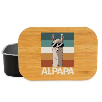 Papa Alpaga Papa Drôle Lama Cadeau de Fête des Pères - Boîte à goûter - noir - Devant