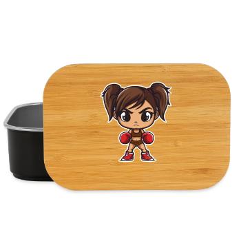 Boxing Girl Cartoon - Lunch Box - black - Front