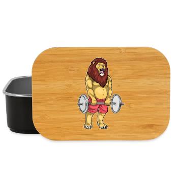 Lion Bodybuilder Barbell Bodybuilding - Boîte à goûter - noir - Devant