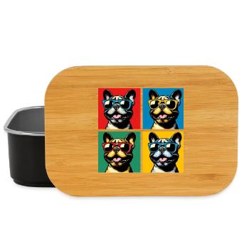 Frenchie Pop Art Bulles, Crêpe, Chonk, Grignotage - Boîte à goûter - noir - Devant