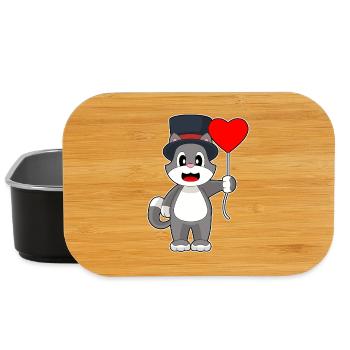 Cat Groom Heart Wedding - Lunch Box - black - Front