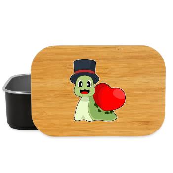 Schnecke Bräutigam Herz Hochzeit - Lunch Box - Schwarz - Vorne
