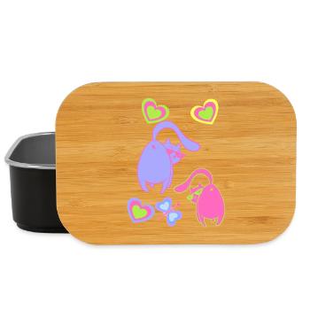 Valentin Cats Cat Heart Hearts Dear Partners - Lunch Box - black - Front