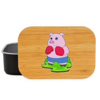 Schwein Boxer Boxhandschuhe Boxen - Lunch Box - Schwarz - Vorne