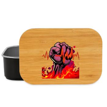 Strong fist with fiery heartbeat - Lunch Box - black - Front