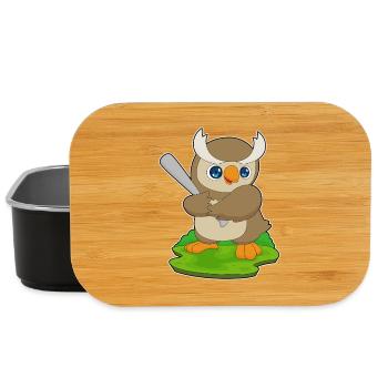Owl Baseball Baseball Bat - Lunch Box - black - Front