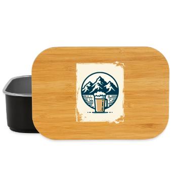 Mountain lake with mountain hut and coffee - Lunch Box - black - Front