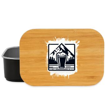 Mountain lake with beer glass motif - Lunch Box - black - Front
