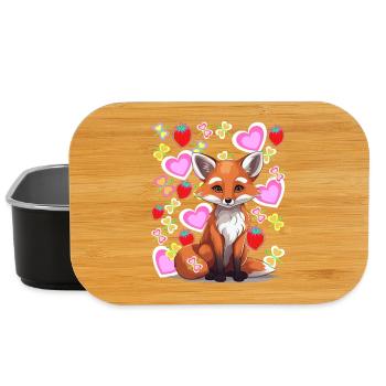 Renard Fox Coeur Fraises d’été Enfants Années 80 - Boîte à goûter - noir - Devant