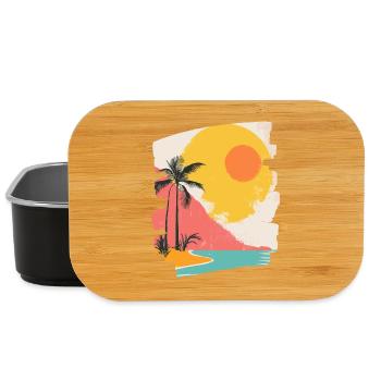 Summer Palm Tree Sunset - Lunch Box - black - Front