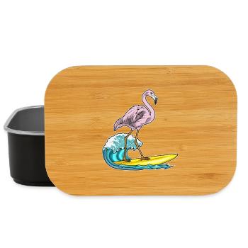 Flamingo Surfen Surfbrett Sommer - Lunch Box - Schwarz - Vorne