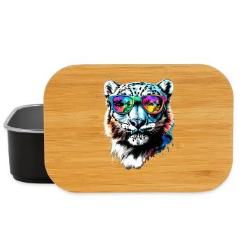 Schneeleopard Panther Raubkatze Großkatze Leopard - Lunch Box - Schwarz - Vorne