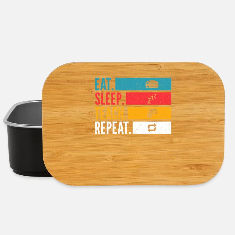 Eat Sleep Teach Repeat Teacher Design - Lunch Box - black
