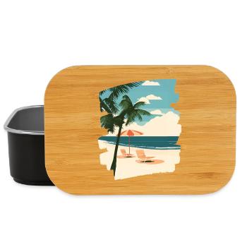 Strand Palmen Sonne Sommer - Lunch Box - Schwarz - Vorne