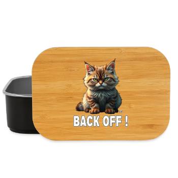 Cute Evil Red Cat Says Go Away! Back off! - Lunch Box - black - Front
