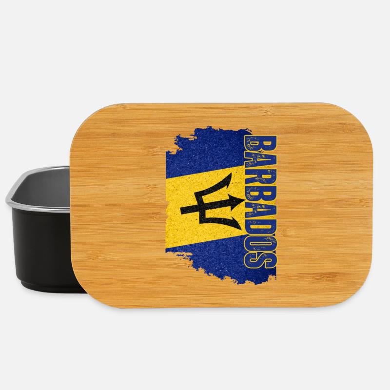 Aufrechte Barbados-Flagge, ich liebe Barbados - Lunch Box - Schwarz