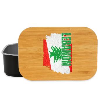 Vertikale Libanon-Flagge, Ich liebe den Libanon - Lunch Box - Schwarz - Vorne