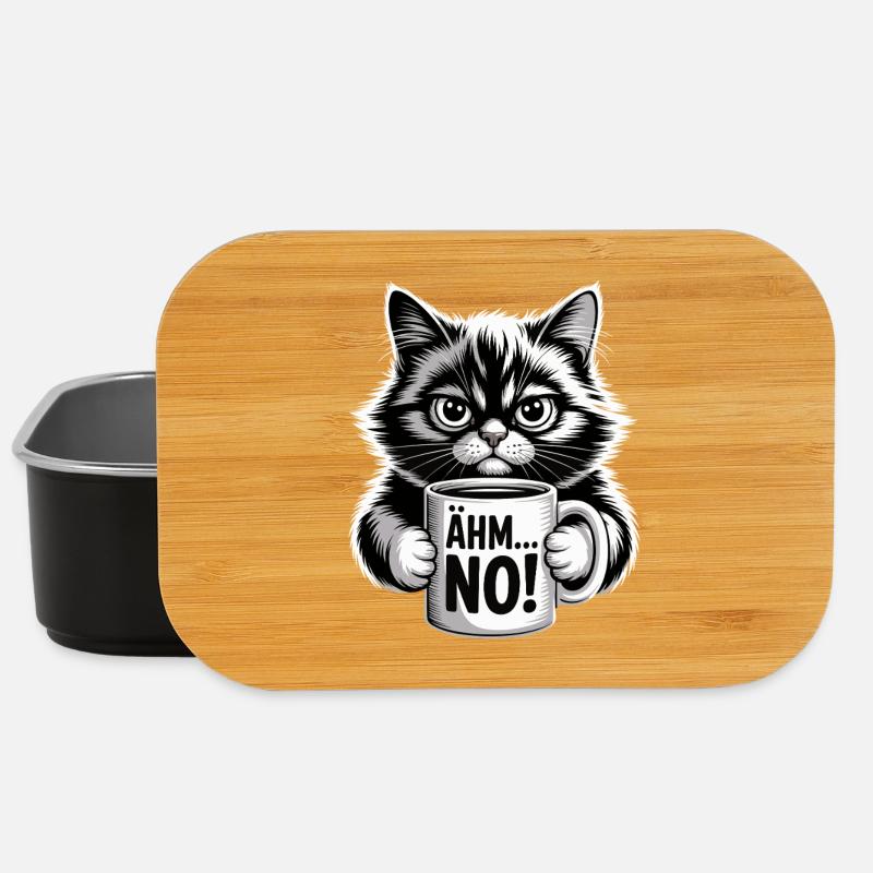 Ähm... No! Katze Mit Kaffee Humor - Lunch Box - Schwarz