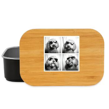 Dog Photobooth – Cool Pup in Sunglasses Tee - Lunch Box - black - Front
