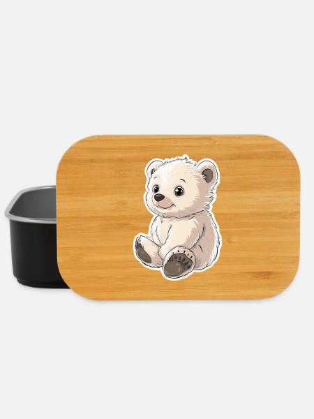 Polarbär Illustration – Arktisches Tiermotiv - Lunch Box - Schwarz