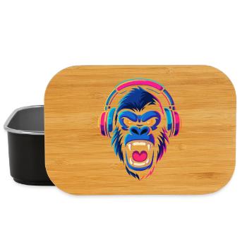 Neon Gorilla mit Kopfhörern - Lunch Box - Schwarz - Vorne