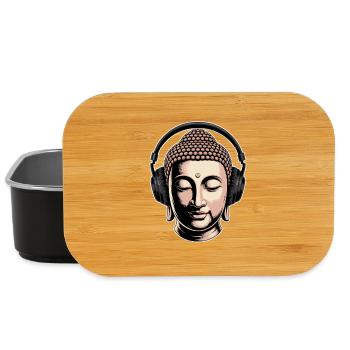 Buddha mit Kopfhörern Achtsamkeit Musik Boho Zen - Lunch Box - Schwarz - Vorne