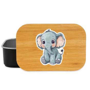 Éléphant mignon – idée cadeau pour les amoureux des animaux - Boîte à goûter - noir - Devant