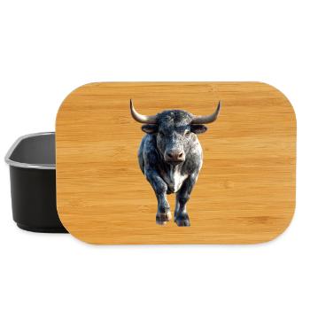 Stier Bulle Ochse Rind Bauernhof Kuh Taurus Bullen - Lunch Box - Schwarz - Vorne