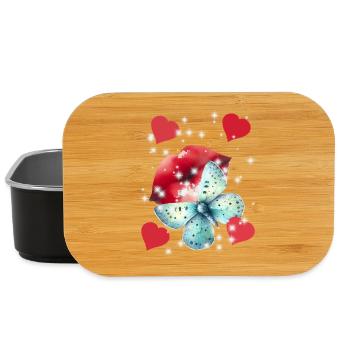 Hearts Kissing Mouth Summer Love Butterfly - Lunch Box - black - Front
