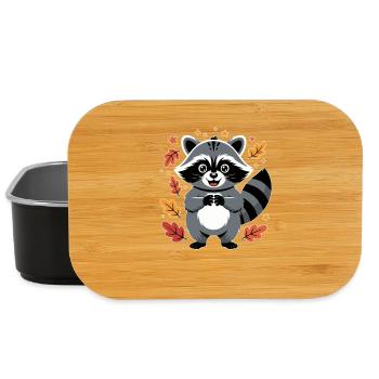 Verspielter Waschbär mit Herbstlaub - Lunch Box - Schwarz - Vorne