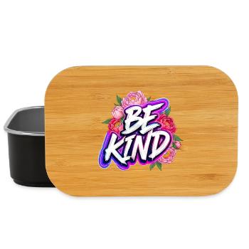 Be Kind Pfingstrose Floral Neon Glow Schriftzug - Lunch Box - Schwarz - Vorne