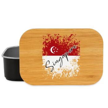 Grunge-Flagge Singapurs, ich liebe Singapur - Lunch Box - Schwarz - Vorne
