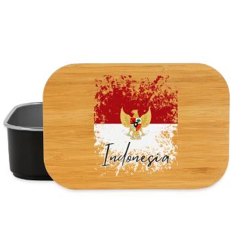 Grunge Indonesian flag, I love Indonesia - Lunch Box - black - Front