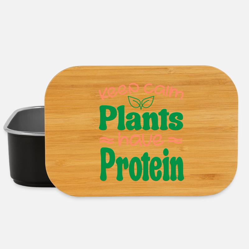 Keep Calm Plants Have Protein - Vegan Vegetarian - Boîte à goûter - noir