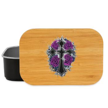 Cross with violet roses and snowflakes - Lunch Box - black - Front