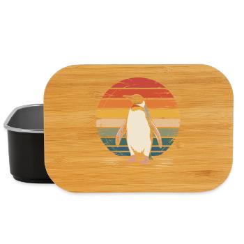Vintage Penguin Sunset Design - Lunch Box - black - Front